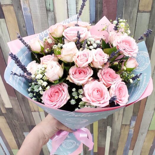 Bush rose with lavender