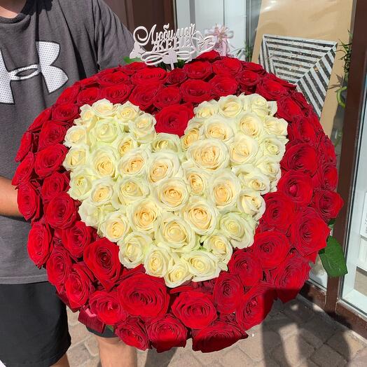 83) композиция Сердце 101 Роза