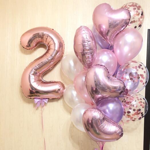 Pink balloons for 2 years old for a girl 17 pcs