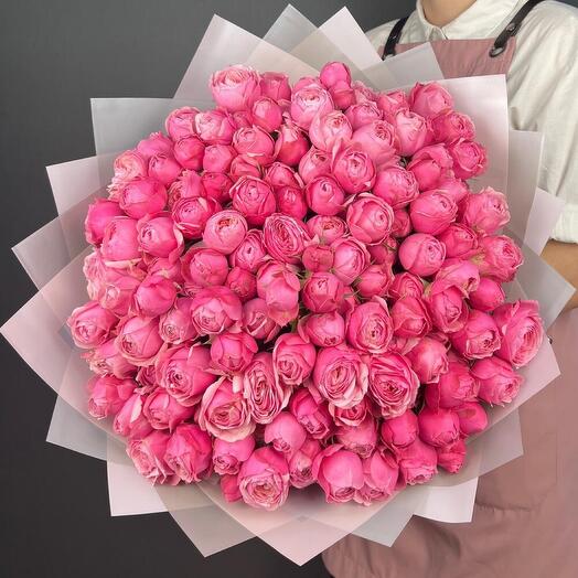 Ramo de rosas de peonía rosa rosa Silva (35 piezas)