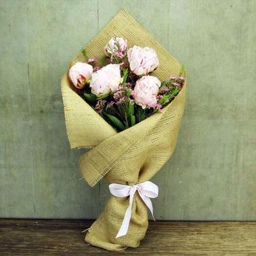 Sweet 5 Pink Peonies Bouquet