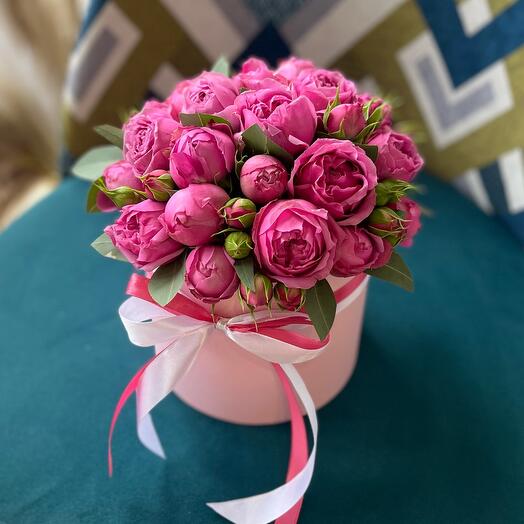 Flores en Caja peonía rosa / regalo para niña