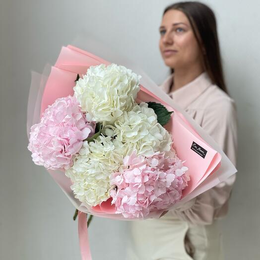 Bouquet of delicate mix of hydrangeas