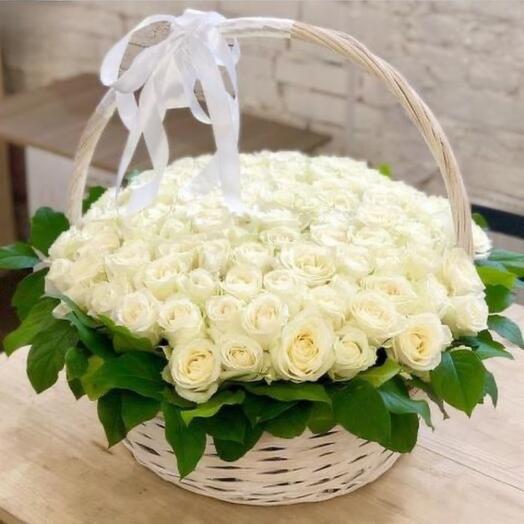 Flowers Basket Of 101 White Roses
