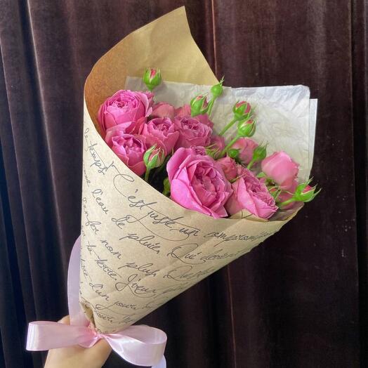Peony-shaped bush roses in craft