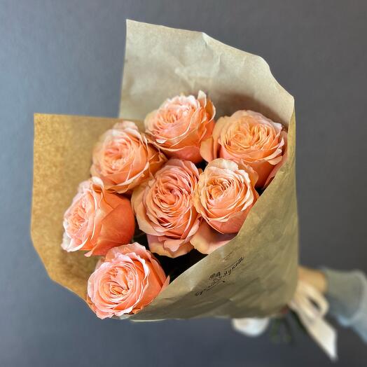 Bouquet "Peach" (peony-shaped kahala rose)