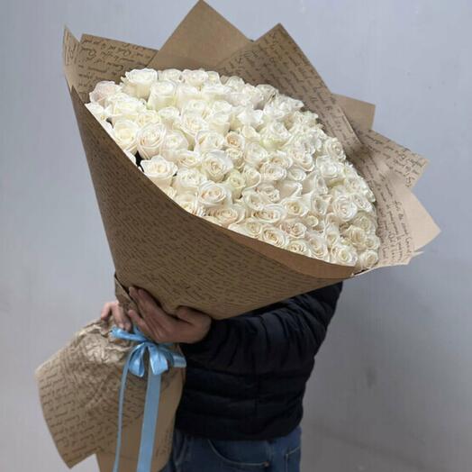 Bouquet of 101 Premium white Roses