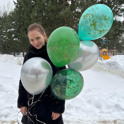 Набор Шаров с гелием на 23 февраля камуфляж