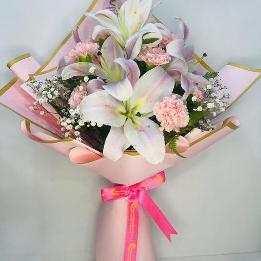 Perfection: Pink Carnations and White Lillies