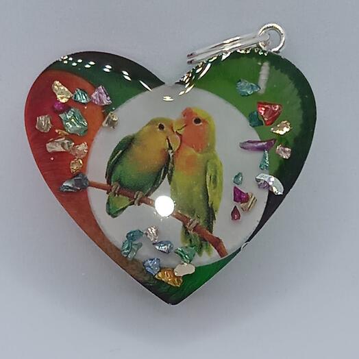 Брелок двусторонний "Сердце" ручной работы