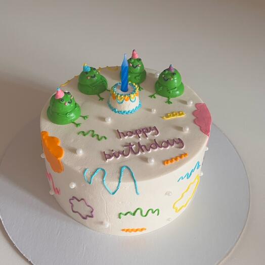 Торт на день рождения с лягушками