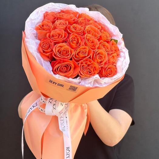 Букет из 25 оранжевых роз