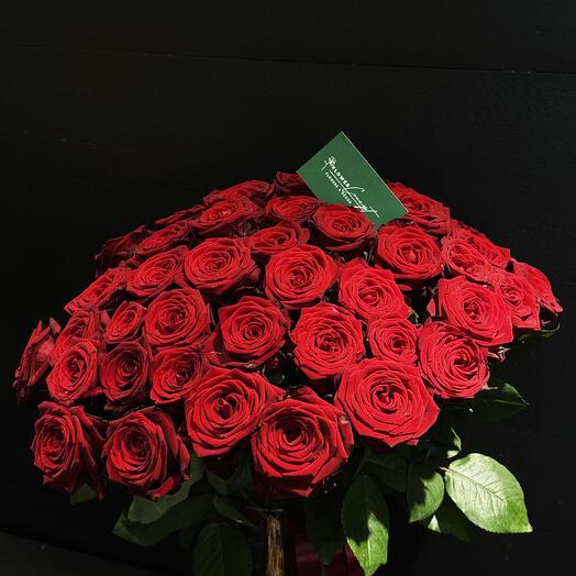 Букет из 45 красных голландских роз 70см