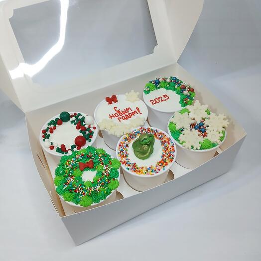 Новогодний десерт , тортик в стаканчике, cake to go (6шт)