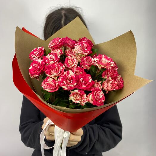 Bouquet with bush rose fireworks