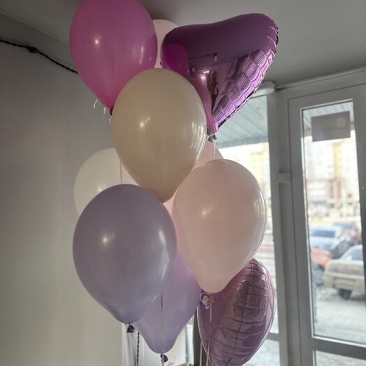 7 латексных шара+ 2 фольгированных сердца