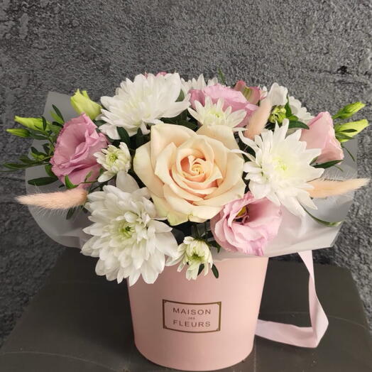 Цветы в коробке с Эустомой 🌸🎀💝