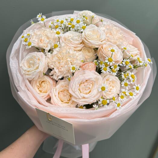 🔥Нежный букет из пион роз, диантусов и полевой ромашки 🌼🕊️