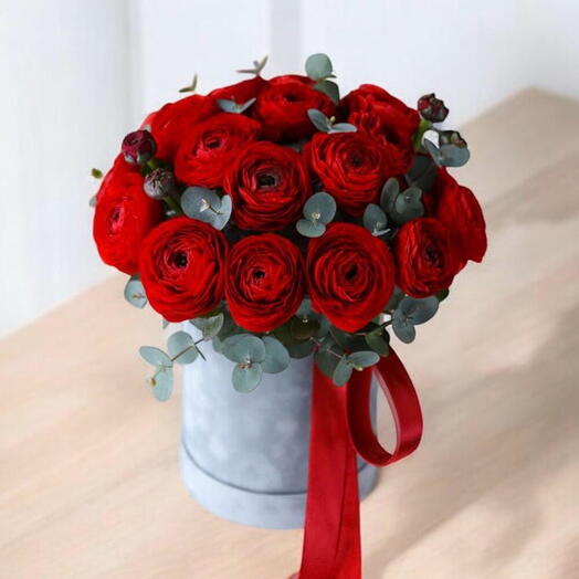 Red ranunculus in a box