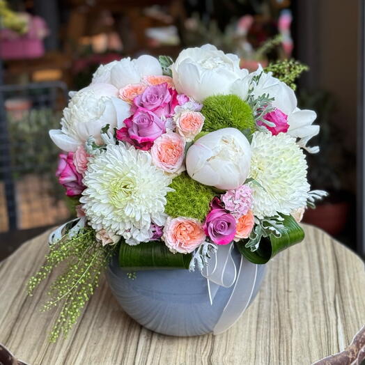 White Peony Deep Purple Rose
