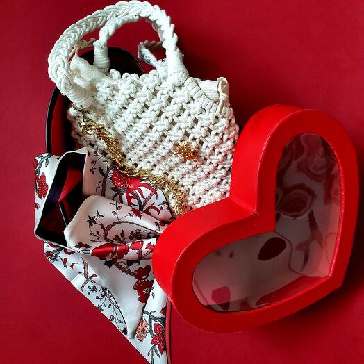 Gift box borsetta e sciarpa viscosa