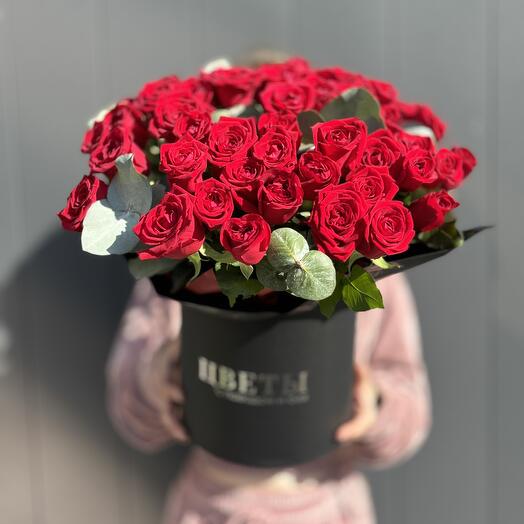 51 красная роза в коробке♥️