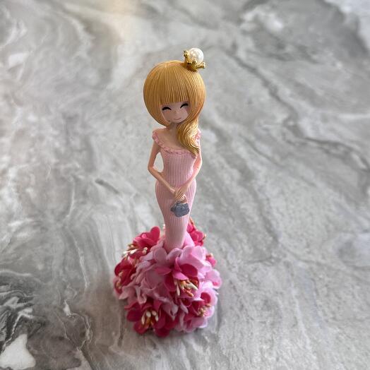 Статуэтка девочка- цветок розовая