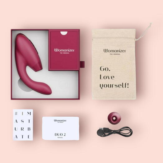Womanizer Duo 2, стимулятор клитора и точки G, бордовый