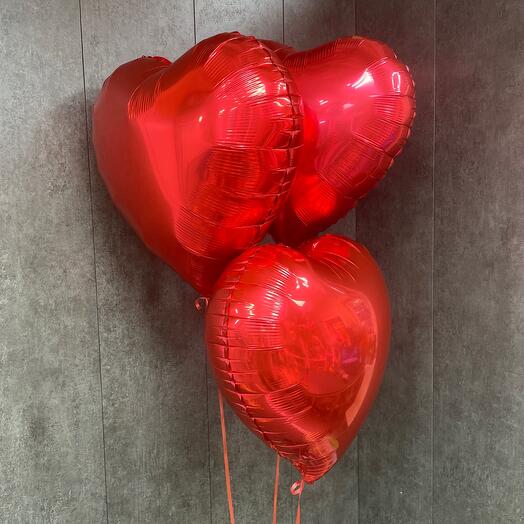Шары- сердечки, набор из 3-ёх штук