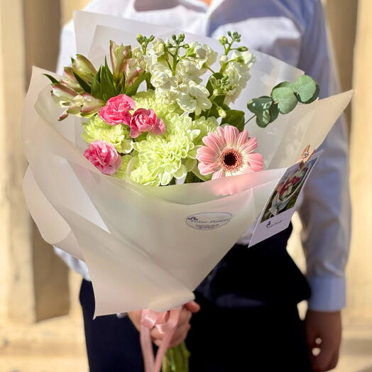 Букет с маттиолой и герберой🌸