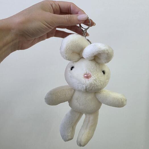 Игрушка - брелок плюшевый белый зайка