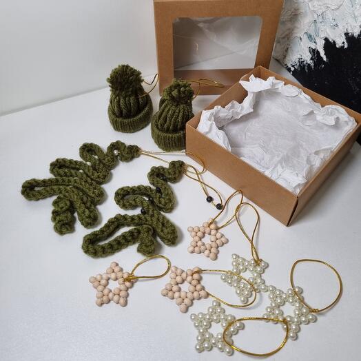 Набор ёлочных игрушек ручной работы