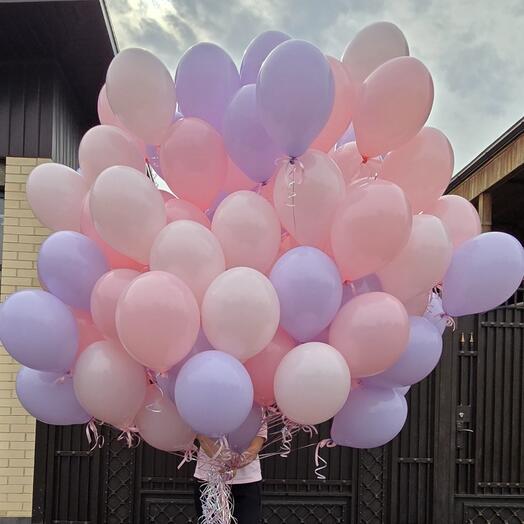250 воздушных шаров с гелием нежный микс