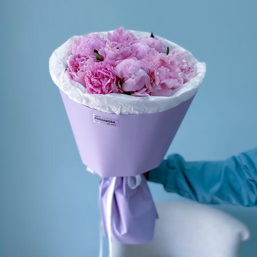 Букет из 11 розовых пионов «Лавандовый сон» 💜🌸 39699