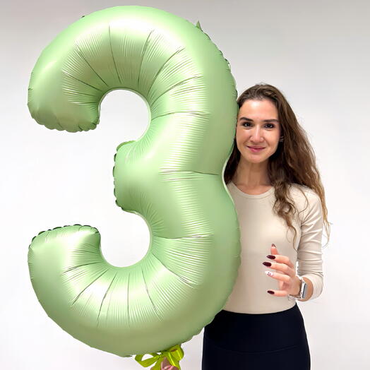 Фольгированная цифра шар «Оливковый» на выбор 102 см