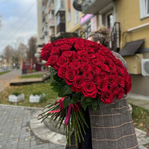 Букет 101 премиальная Роза 70 см Эквадор