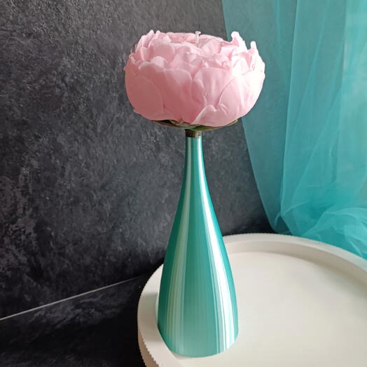 Пион свеча в вазе на стебле 5. Ручной работы. Подарок маме