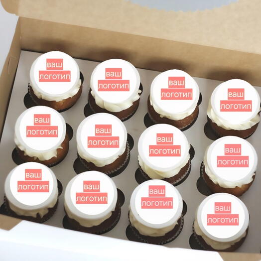 Капкейки с логотипом компании на корпоратив 12 шт