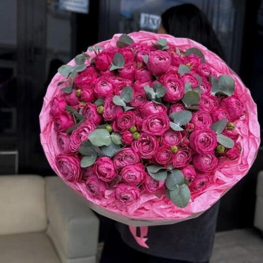 Пионовидная роза с эвкалиптом 🥰