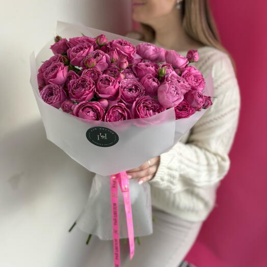 Кустовые пионовидные розы Мисти 15шт