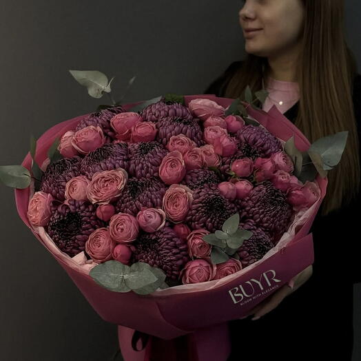 Пышные Хризантемы Бигуди и пионовидные Розы