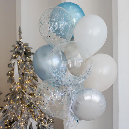 Связка воздушных шаров «Аляска» на грузике | 10 шаров, 1 грузик