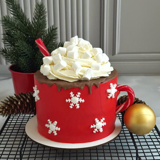 Бенто торт 1 кг в виде кружки, в подарок на Новый год
