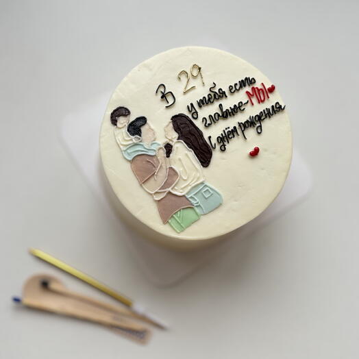 Тортик со сложным рисунком семья