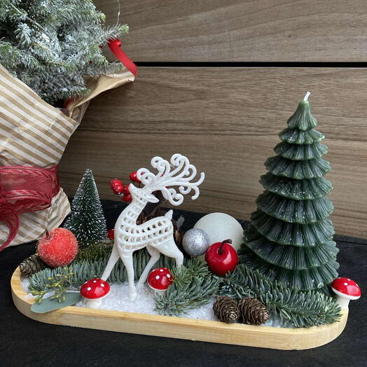 Green Christmas tree - candles  1