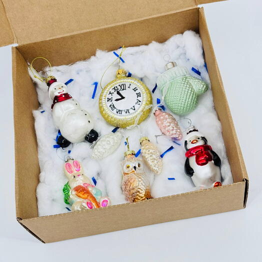 Подарочный набор ретро игрушек на ёлку