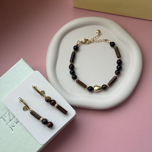 Комплект из тигрового глаза