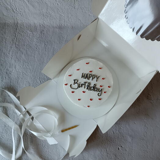 Бенто торт 450 гр Happy Birthday с сердечками