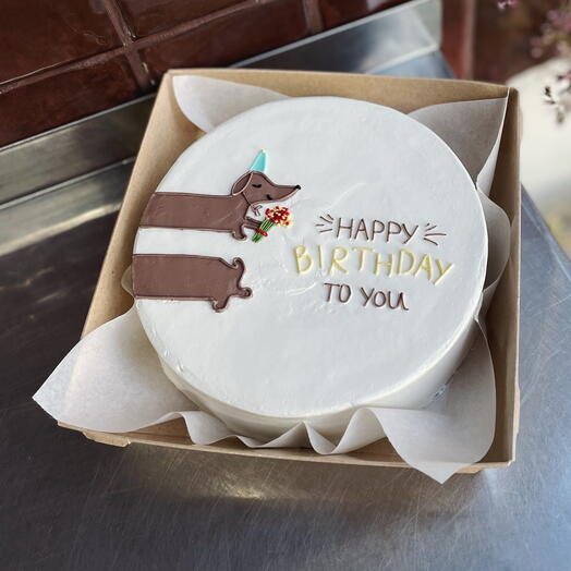 Бенто-торт с таксой «happy birthday» с днем рождения в подарок девушке парню подруге другу парню