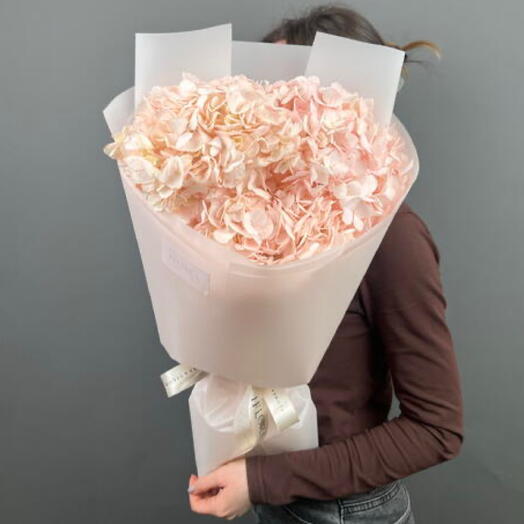 Монобукет из 3х персиковых гортензий